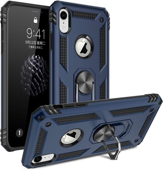 Coque Hybride Anti-Choc Ring Armor Adaptée à : iPhone X / XS - Blauw