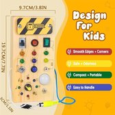 ProductPlein - Montessori Busy Board Activity Board vanaf 1 jaar, Montessori houten speelgoed met 8 ledlichtschakelaars, sensorisch educatief speelgoed voor baby's en peuters vanaf 1 2 3 4 jaar