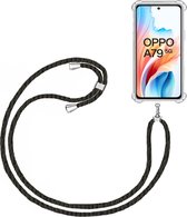 Telefoonkoord + Hoesje Geschikt voor OPPO A79 5G - Lengte Verstelbaar - Telefoonketting - Shock Proof Case - Zwart