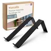 Support d'étagère industriel - support d'étagère - noir mat - 2 pièces de métal - profondeur 25 cm - incl. Matériel de montage DOUBLE pour le choix de la couleur + embout de tournevis de marque A (10.250.03.02)