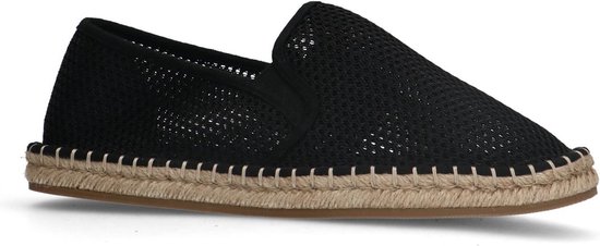 Sacha - Heren - Zwarte mesh loafers met touwzool - Maat 45
