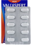 Verpakking met 8 witte pillen in zilverkleurige blisterverpakking, naast een blauwe doos met oranje accenten.