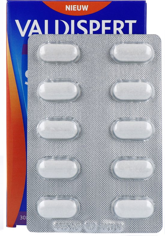 Verpakking met 8 witte pillen in zilverkleurige blisterverpakking, naast een blauwe doos met oranje accenten.