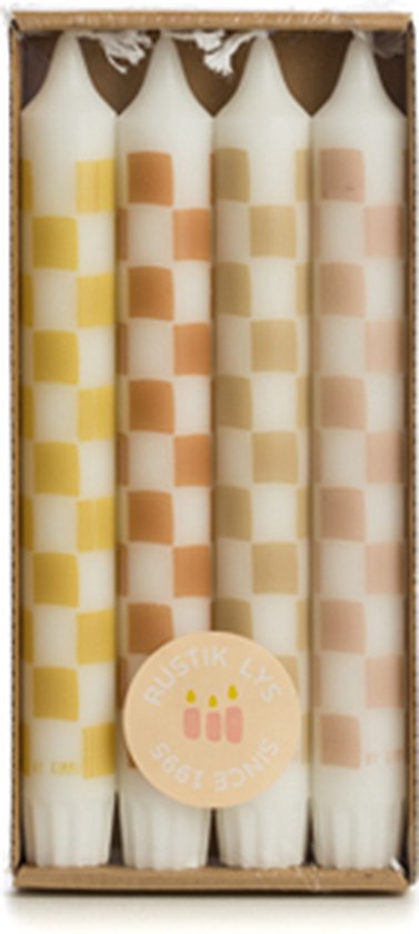 Rustik Lys - dinerkaars - stearine kaars - by Kimmi - 4 kaarsen - cube - Ø2,2x19 cm