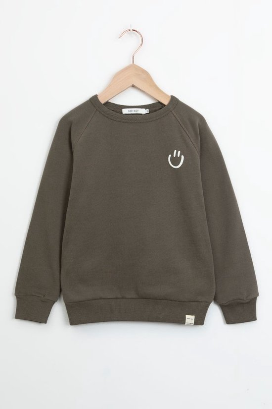 Sissy-Boy - Donkergroene raglan sweater met smiley print