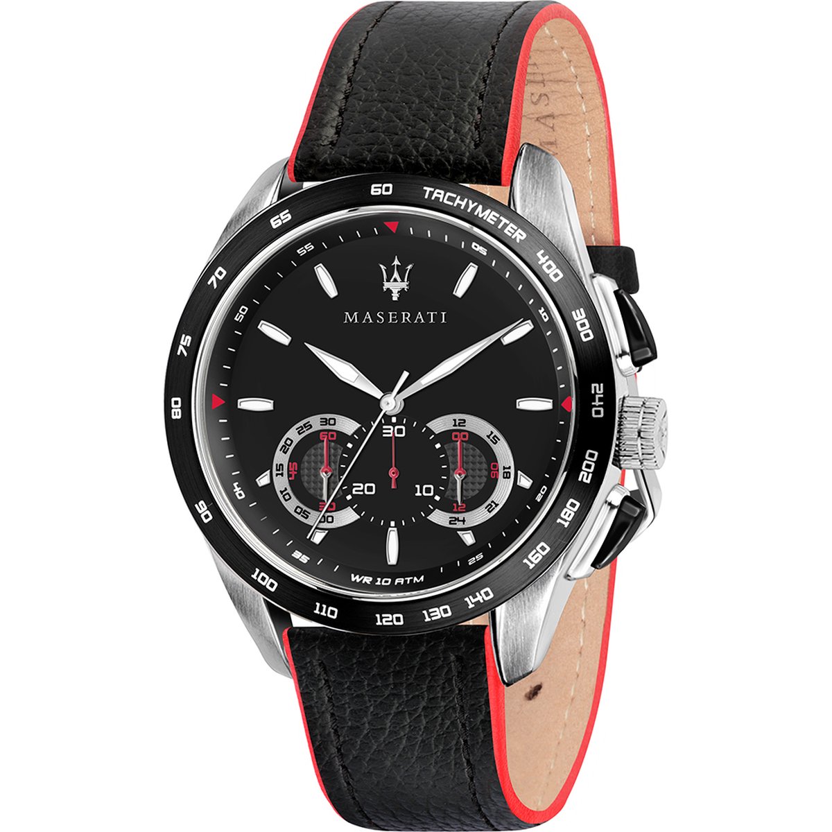 Maserati - Heren Horloge Traguardo - Zwart-Rood - Ø 45mm