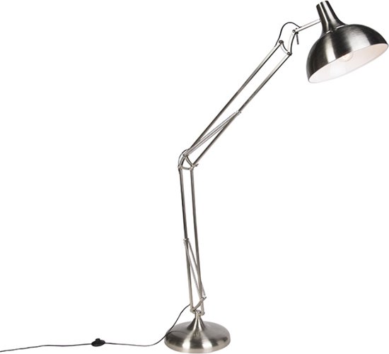 QAZQA Hobby fl - Moderne Vloerlamp | Staande Lamp - 1 lichts - H 1800 mm - Staal - Woonkamer | Slaapkamer