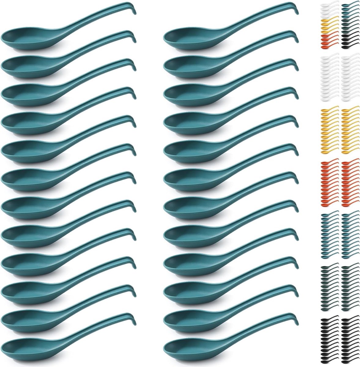 Soeplepels 24 stuks herbruikbare plastic lepel stabiele en duurzame Aziatische eetlepel van voedselveilig PP BPA-vrij gemakkelijk te reinigen vaatwasmachinebestendig