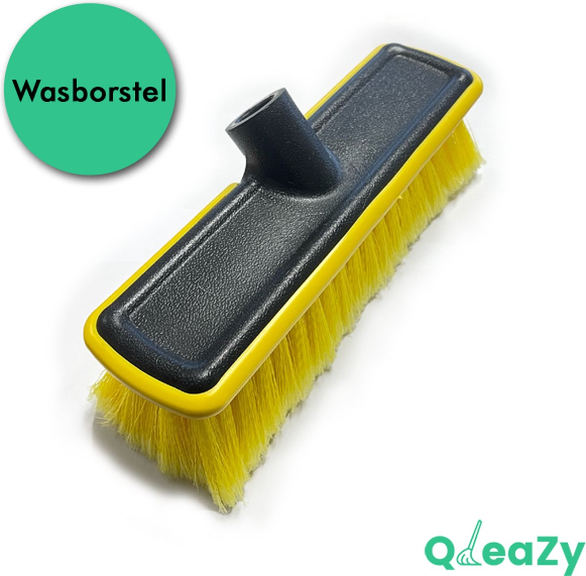 Wasborstel QleaZy 25cm | Borstel met rubber stootrand passend op waterdoorlatende steel QleaZy