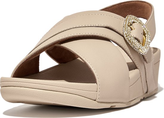 FitFlop Lulu Crystal-Buckle Leather Back-Strap Sandals BEIGE - Maat 38