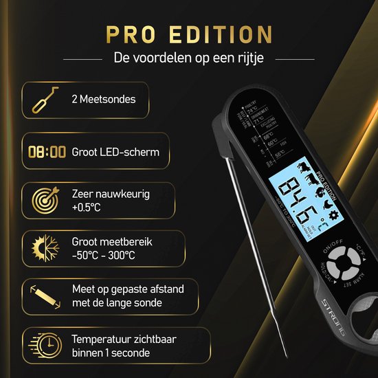 MostEssential 2-in-1 Vleesthermometer - PRO Edition - BBQ Thermometer - Kernthermometer - Oventhermometer - Keukenthermometer - Digitaal – Draadloos - Waterdicht - 2023 MODEL - MostEssential