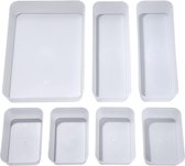 Lade-organizer, aparte opbergdozen met 3 maten, plastic organisatorsysteem Transparante cosmetische briefpapier-organizer voor keukenkantoor kaptafel (8 stuks)