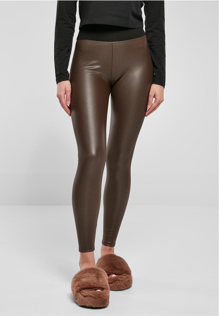 Urban Classics Faux Leather High Waist Legging M Bruin