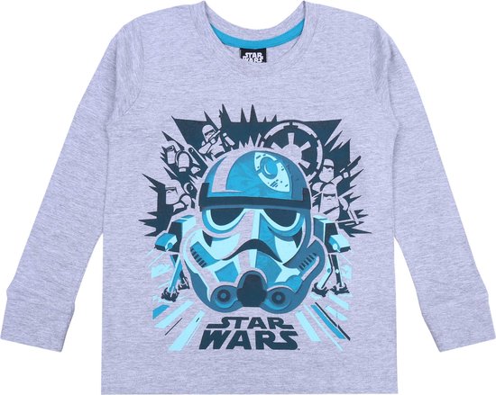 Grijs T-shirt met lange mouwen en een Stormtrooper print