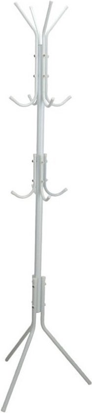Gerimport - portemanteau - blanc - métal - sur pied - 12 patères sur 3 hauteurs - 170 cm