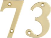 AMIG Huisnummer 73 - massief messing - 5cm - incl. bijpassende schroeven - gepolijst - goudkleur