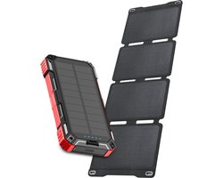 Heko Solar® Spark 2 + Unfold 30 - Powerbank met Zonnepaneel - 30000mAh - Ingebouwde USB-C/Micro/Lightning Kabels - Draadloze Oplader - Noodpakket, Noodstroom, Kamperen en Outdoor