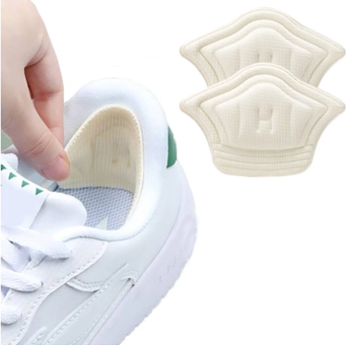 Hypify® | Premium Hielzooltjes | Type 2 | Verdikt hielzooltje | Anti-slip | Schoenmaat Universeel | Kleur beige wit | Hielkussentjes | Hielzolen | Hielbeschermers