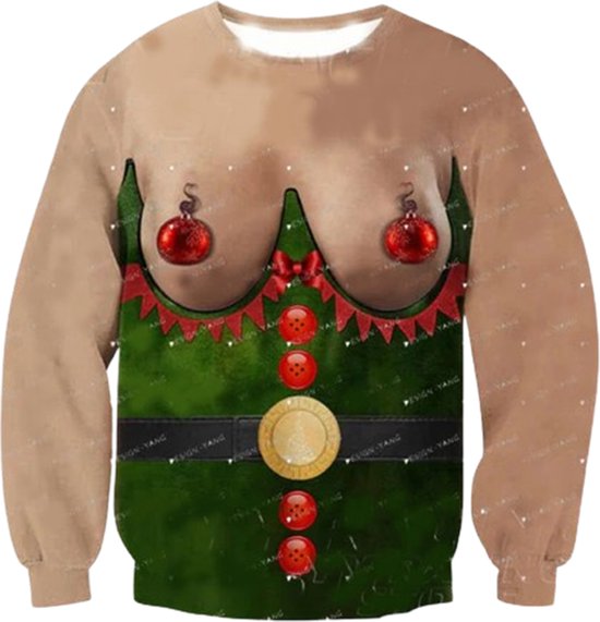 Foute kersttrui oversized mannen - Borsten - Pullover - Christmas - Trui - Warm - 3D - Goede kwaliteit - Polyester - Kerstbal