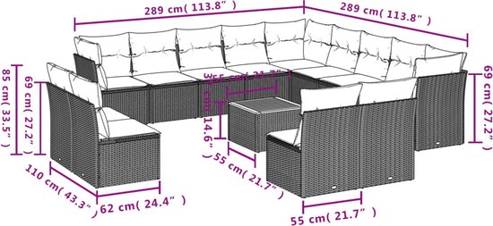 vidaXL-14-delige-Loungeset-met-kussens-poly-rattan-zwart