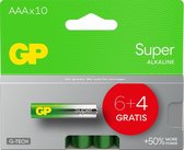 GP Super Alkaline batterij - AAA - 10-pack - actieblister(6+4)