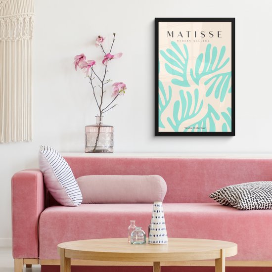 Cadre photo avec affiche - Cadre pour affiche 40x60 cm - Posters - Matisse - Feuilles - Blauw - Art abstrait - Décoration photo dans cadre - Décoration murale salon - Décoration murale chambre