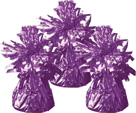 Drie paarse helium ballongewichtjes