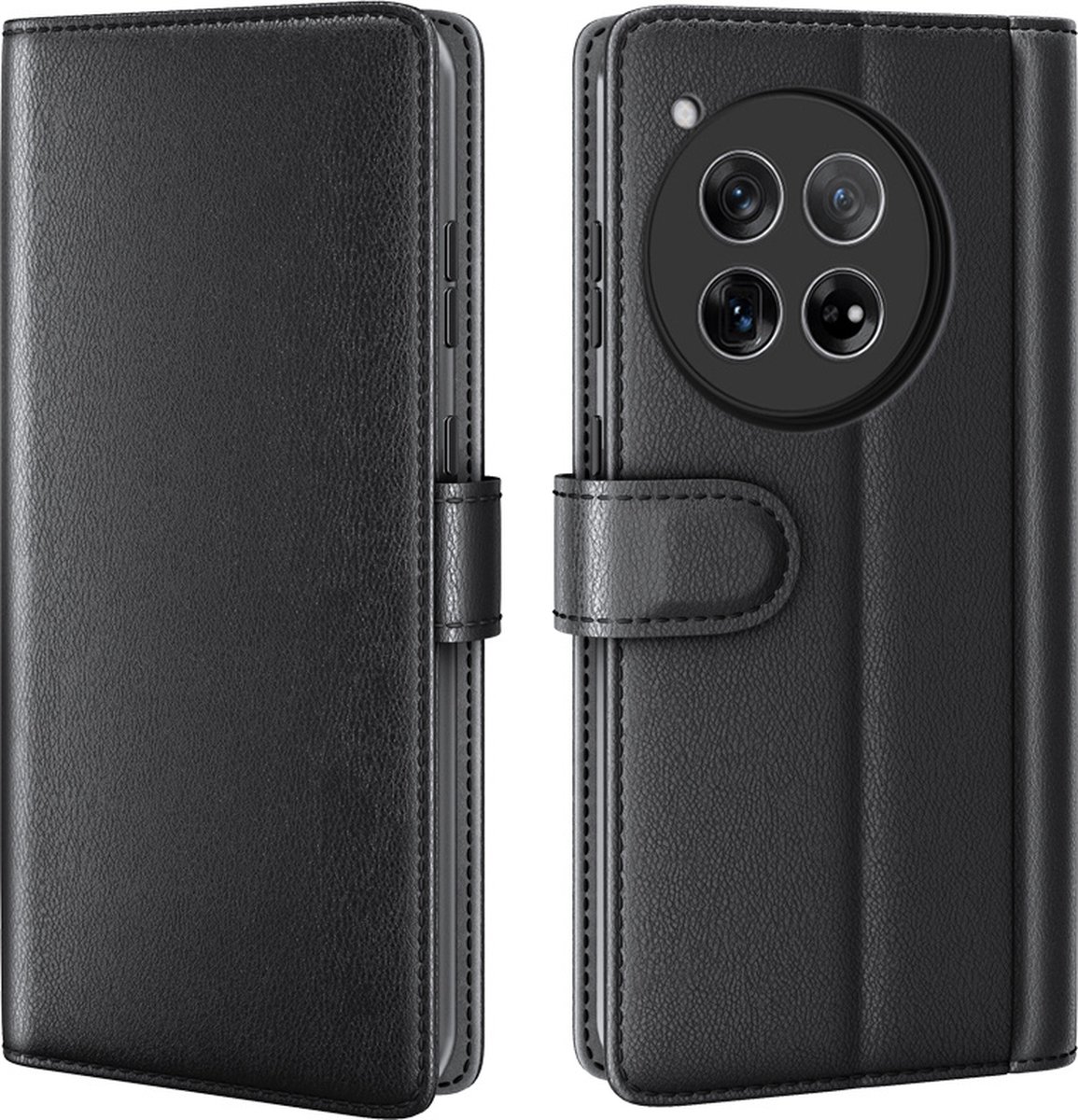 ProGuard OnePlus 12R Wallet Hoesje Echt Leder Zwart
