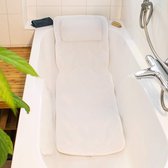 badkussen met anti-slip zuignappen - Orthopedische steun voor in bad - Home spa kussen voor rug, schouders en nek - Wit - XL