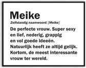 Meike Woordenboek Grappig Fotolijst met glas 40 x 50 cm - Cadeau - Kado - Schilderij - Muur - Verjaardag - foto - Poster - incl ophangsysteem