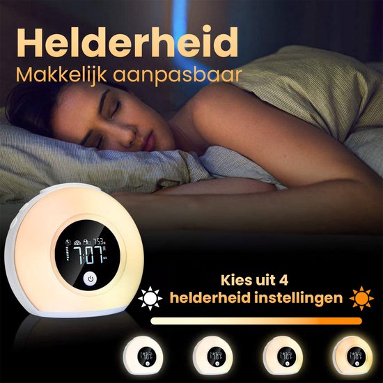 Nince Wake Up Light - Lichtwekker - Digitale Wekker met lamp - Wakeup light met Bluetooth - Nince