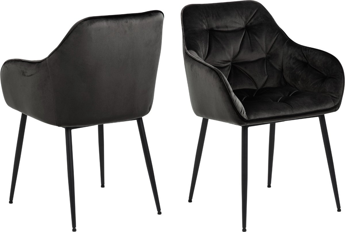 Bendt Eetkamerstoel 'Loren' Velvet, kleur Grey/Brown