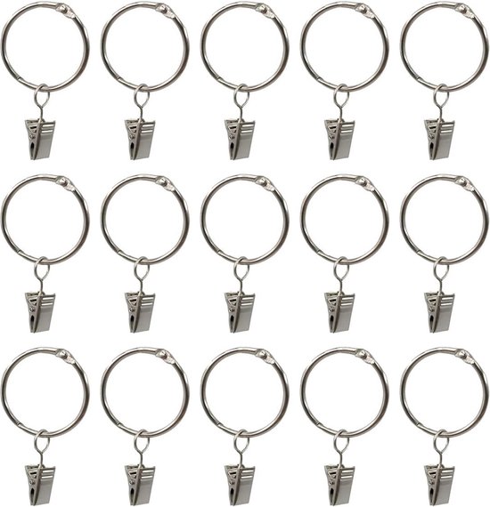 Gordijnringen, 40 stuks, gordijnringen met clips, 40 mm diameter