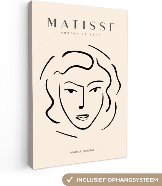 Peinture sur toile 80x120 cm - Décoration murale Matisse - Femme - Portrait - Line - Décoration murale salon - Décoration chambre moderne - Tableaux abstraits