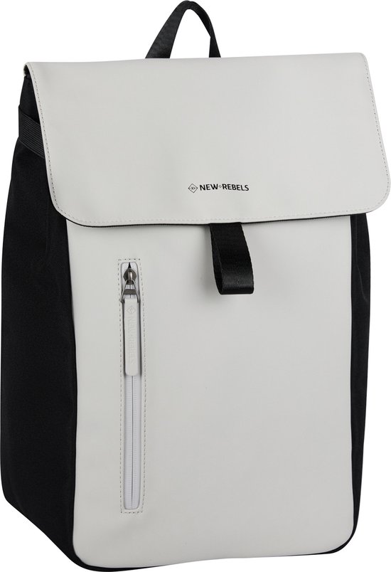 New Rebels Ceres Dothan Zwart Lichtgrijs 15L Rugtas met Flap Waterafstotend Laptop 15.6