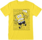 Uniseks T-Shirt met Korte Mouwen Spongebob Barnacles Geel - L