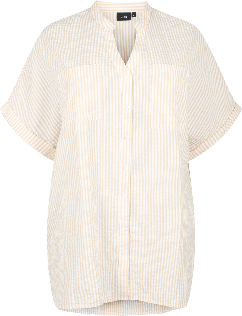 ZIZZI CALENE 1/2 SHIRT Dames Blouse - Beige - Maat S (42-44)