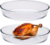 Alpina Plat à four en verre borosilicaté - 2x - ovale - 2,4 litres - 30 x 21 x 6 cm - plat de service