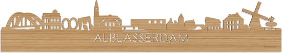 Skyline Alblasserdam Bamboe hout - 80 cm - Woondecoratie - Wanddecoratie - Meer steden beschikbaar - Woonkamer idee - City Art - Steden kunst - Cadeau voor hem - Cadeau voor haar - Jubileum - Trouwerij - WoodWideCities