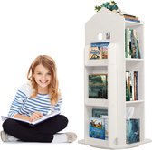 3-traps draaibaar boekenrek, kinderboekenkast, 360 graden draaibaar, boekenrek, organizer voor kinderen, display staande boekenkast, opbergrek, rek voor kamer, wit (96 x 40 x 40 cm)
