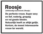 Roosje Woordenboek Fotolijst met glas 50 x 70 cm - Prachtige kwaliteit - jarig - verjaardag - kado - Canvas - incl ophangsysteem - Poster - Grappig - cadeau