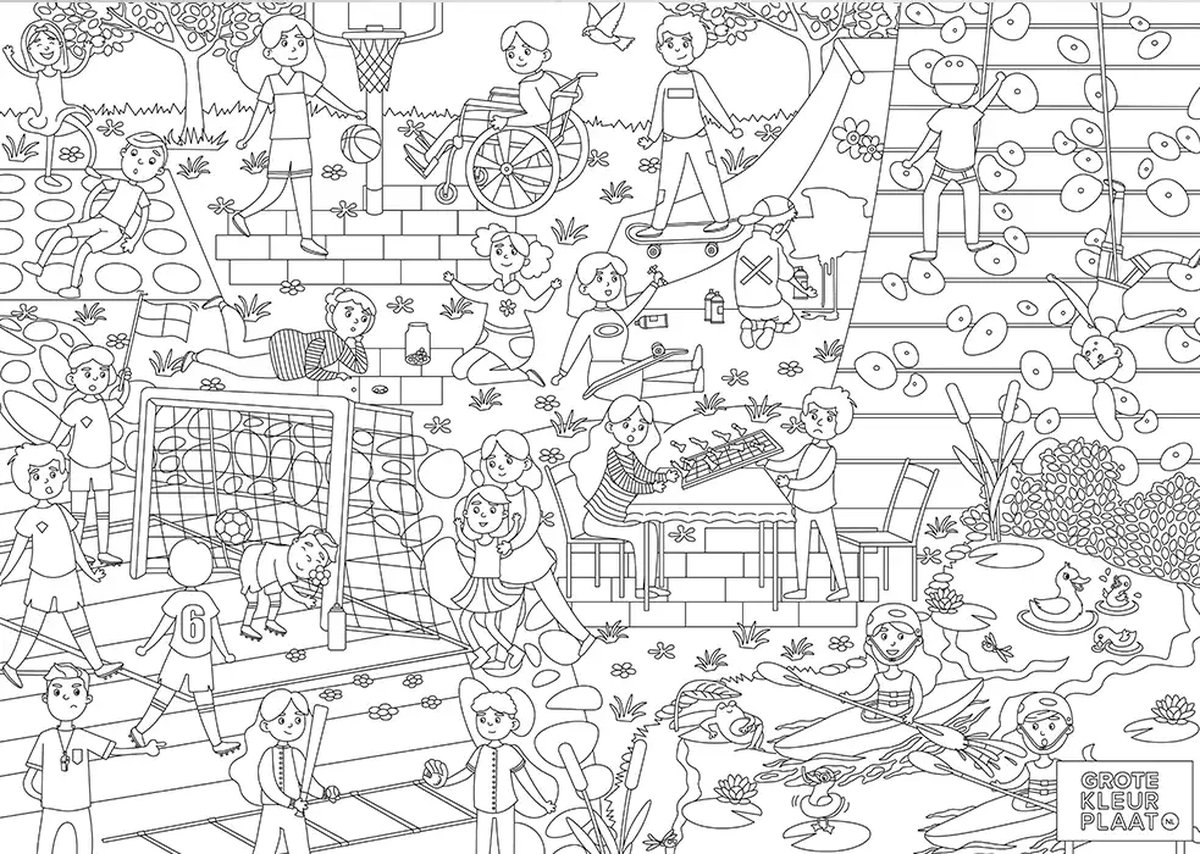 Mega Grote Kleurplaat 120x85cm - Kleuter- Thema Sport & Spel 3+