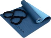 Yogamat, gymnastiekmat, sportmat, 183 x 66 x 0,6 cm, fitnessmat, TPE, antislip, yogamat, licht, duurzaam, met draagriem voor yoga en pilates (blauw)