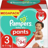 Pampers Bébé Dry Pants Pantalon à couches - Taille 3 - Mega Pack - 94 Pantalons à couches