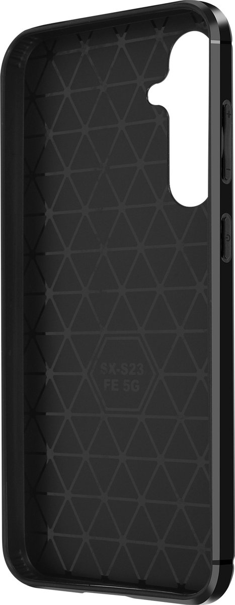 Avizar Case Geschikt voor Samsung Galaxy S23 FE Flexibel Carbon Effect, Zwart