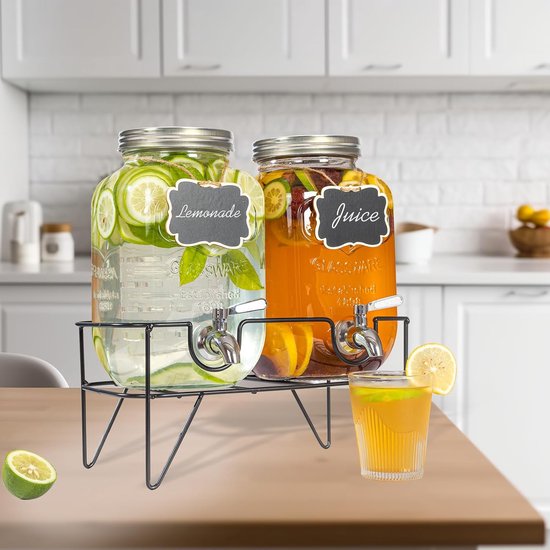 Distributeur de Boissons en Verre Transparent 3,5 L avec Robinet