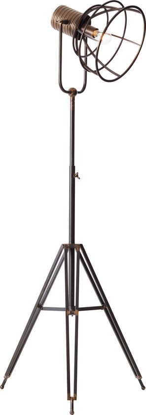 Brilliant lamp Reece vloerlamp driepoot zwart staal metaal/zwart hout 1x A60, E27, 40 W
