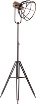 Brilliant lamp Reece vloerlamp driepoot zwart staal metaal/zwart hout 1x A60, E27, 40 W