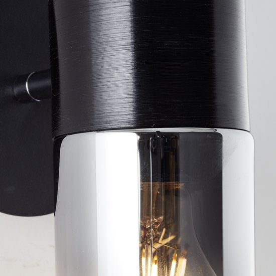 Brilliant lamp Alia spot 1-lamps zwart/zwart rookglas 1x A60, E27, 40 W