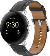 Strap-it Stijlvol leren bandje - geschikt voor Google Pixel Watch 1/2 - lederen bandje met gespsluiting voor Pixel Watch (zwart)